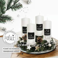 Adventskerzen mit Zahlen ohne Kranz - "Modell Modern" Adventskerzen mit Zahlen ohne Kranz - "Modell Modern"